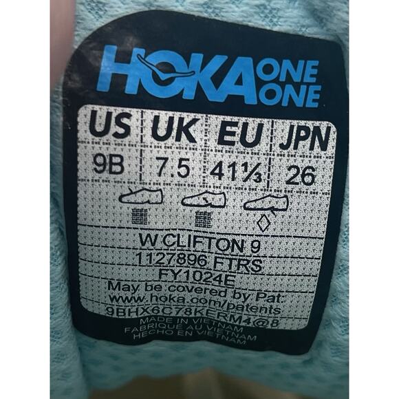 Hoka One One HOKA W Clifton 9 1132211 FTRS Women's Sz 9B White Sneakers - Picture 9 of 11